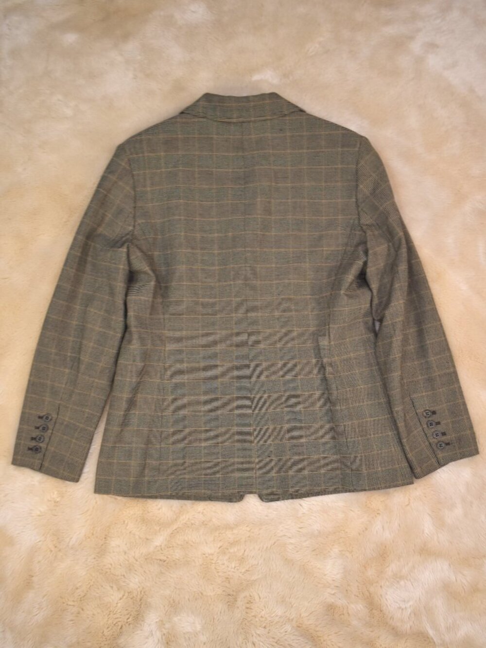 Anne Klein Beige Plaid Blazer Jacket Petite Size 10 Tailored Career Classic Chic - Picture 5 of 15